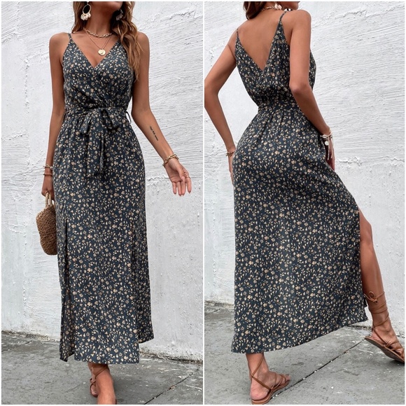 Bohemian  Floral Split Hem Cami Maxi Dress - Picture 4 of 4
